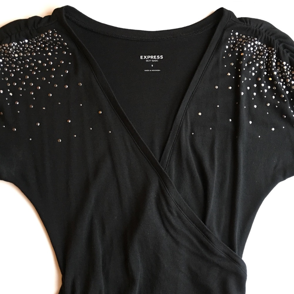 Express V Neck Faux Wrap Top